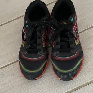 Black Athletic Sneakers with Rainbow Accent